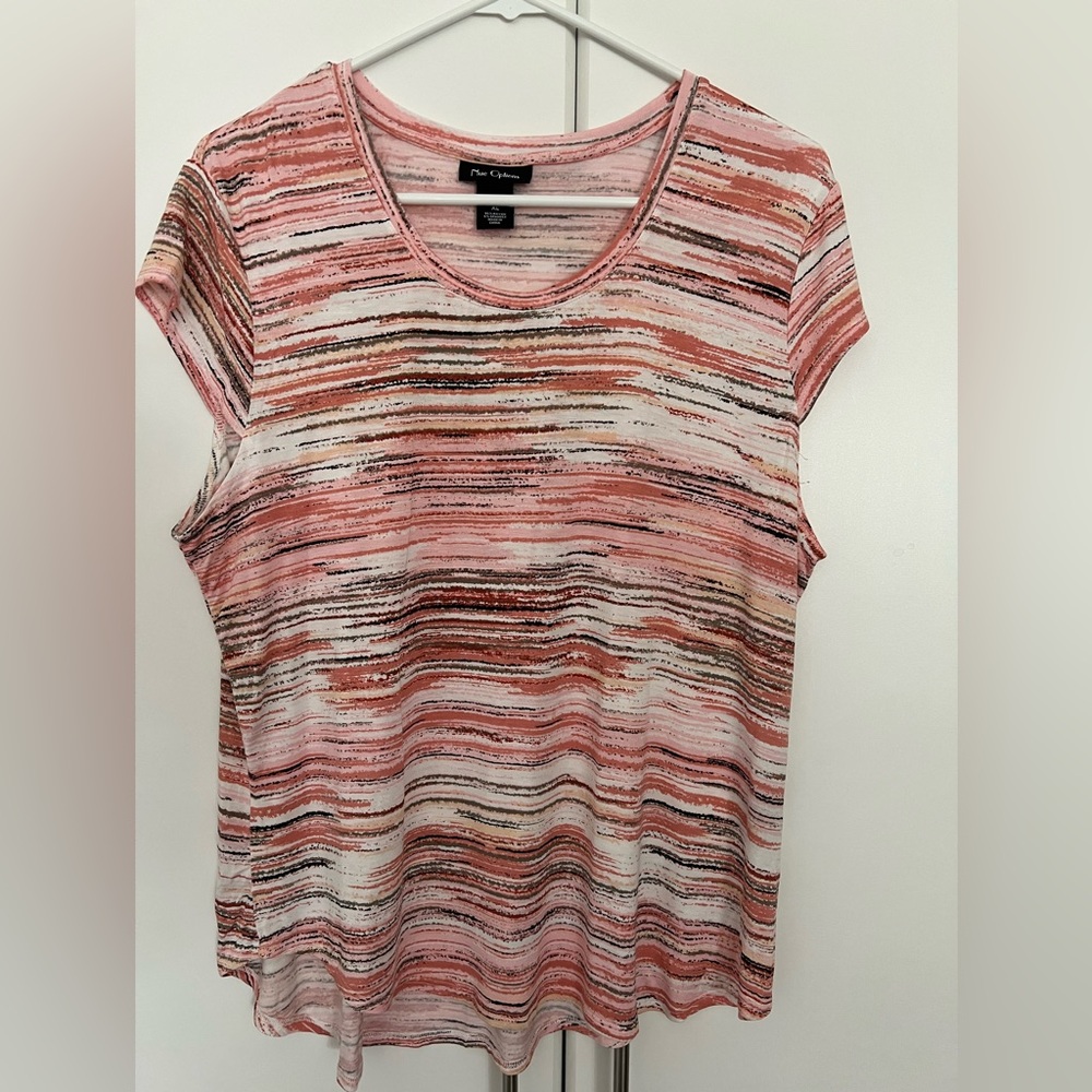 Nue Options Women's Striped Pink Top Sz XL